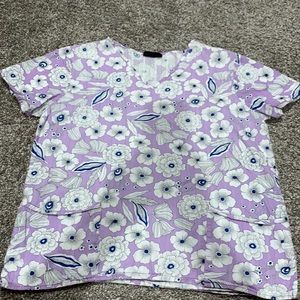 Purple and blue scrub top
